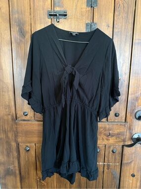 Express Black V-Neck Tie-Front Romper